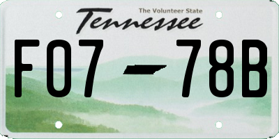 TN license plate F0778B