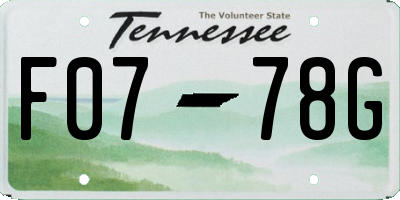 TN license plate F0778G