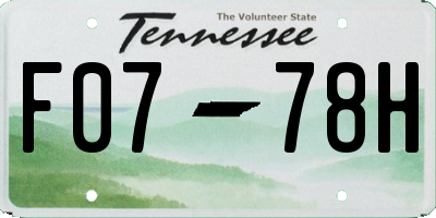 TN license plate F0778H