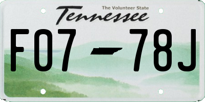 TN license plate F0778J