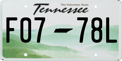 TN license plate F0778L