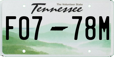 TN license plate F0778M