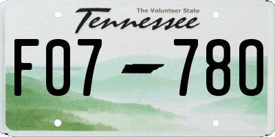TN license plate F0778O