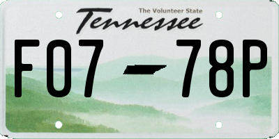 TN license plate F0778P