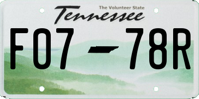TN license plate F0778R