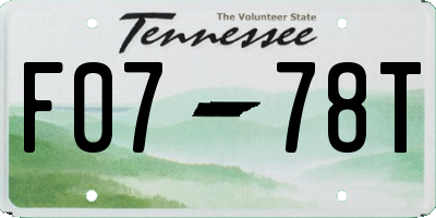 TN license plate F0778T