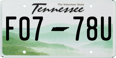 TN license plate F0778U
