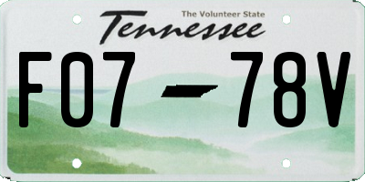 TN license plate F0778V