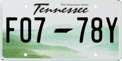 TN license plate F0778Y