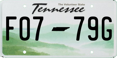 TN license plate F0779G