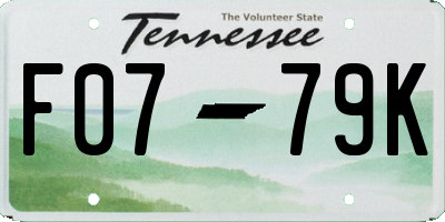 TN license plate F0779K