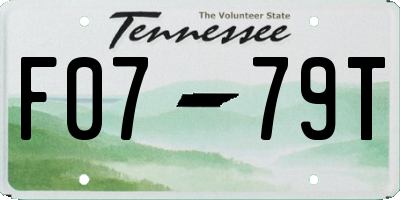 TN license plate F0779T