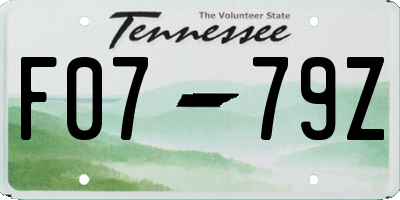 TN license plate F0779Z
