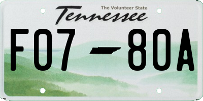 TN license plate F0780A