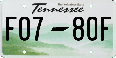 TN license plate F0780F