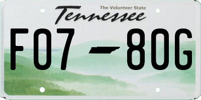 TN license plate F0780G