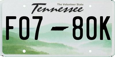 TN license plate F0780K