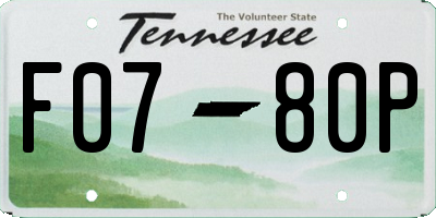 TN license plate F0780P