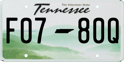 TN license plate F0780Q