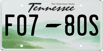 TN license plate F0780S