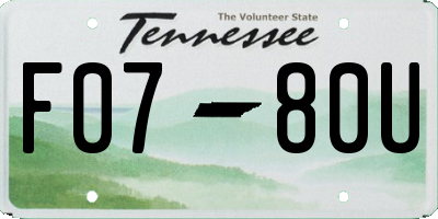 TN license plate F0780U