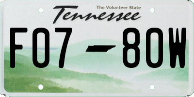 TN license plate F0780W