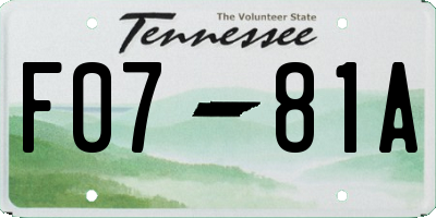TN license plate F0781A