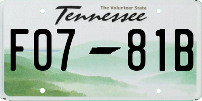 TN license plate F0781B