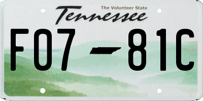 TN license plate F0781C