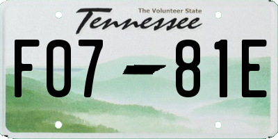 TN license plate F0781E