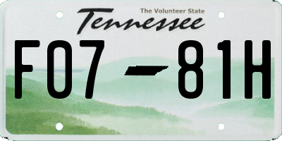 TN license plate F0781H