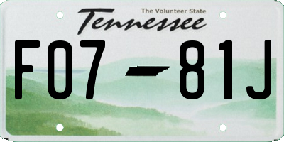 TN license plate F0781J