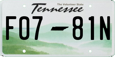 TN license plate F0781N