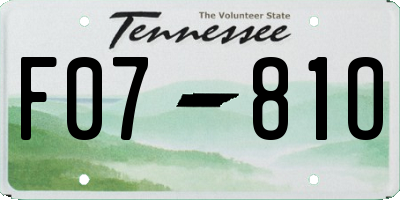 TN license plate F0781O