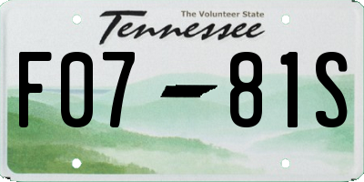 TN license plate F0781S