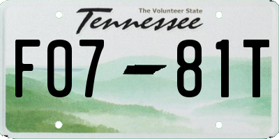 TN license plate F0781T