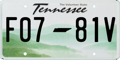 TN license plate F0781V