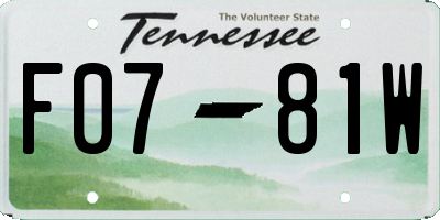 TN license plate F0781W