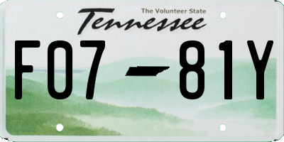 TN license plate F0781Y