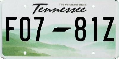 TN license plate F0781Z