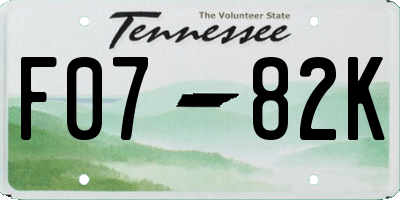 TN license plate F0782K