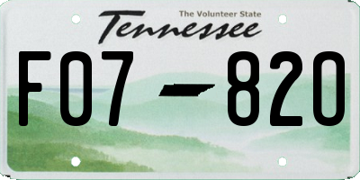 TN license plate F0782O