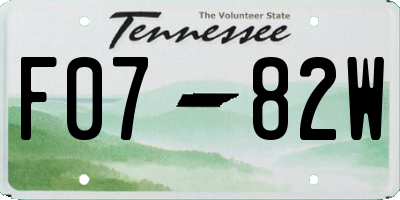 TN license plate F0782W