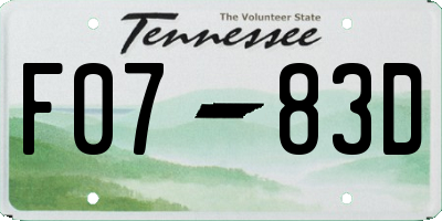 TN license plate F0783D