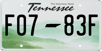 TN license plate F0783F