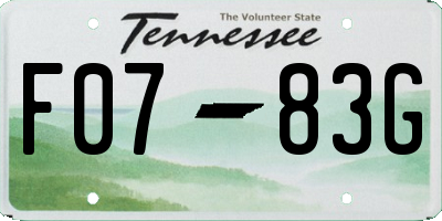 TN license plate F0783G
