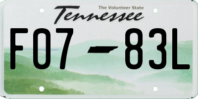 TN license plate F0783L