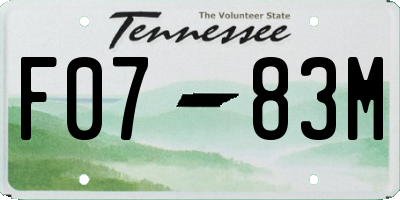 TN license plate F0783M