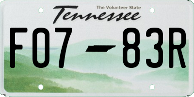 TN license plate F0783R