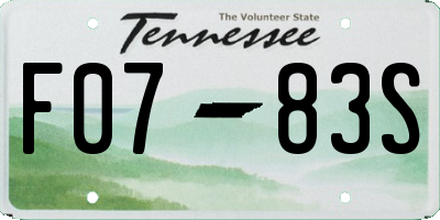 TN license plate F0783S